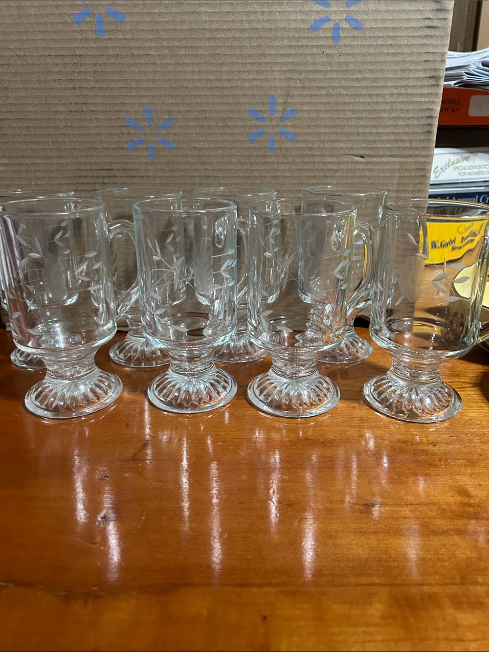 Princess house heritage pattern Footed Irish coffee Mugs - Set of 8
